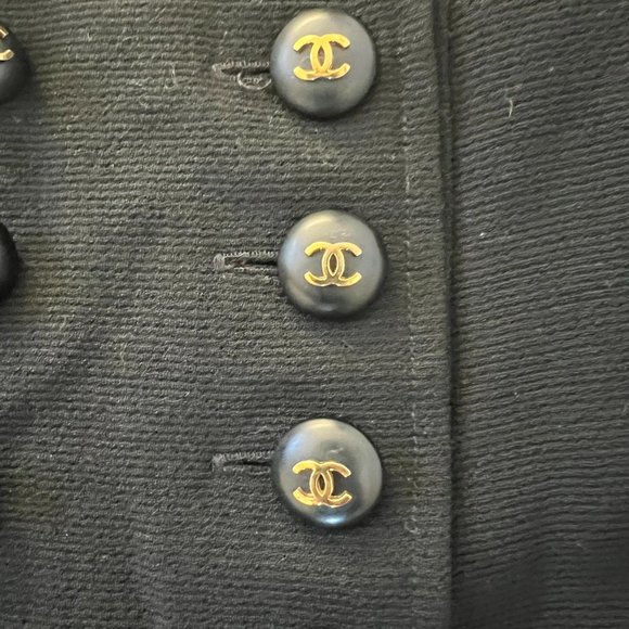 CHANEL Black Skirt with Gold Buttons - Picture 3 of 10